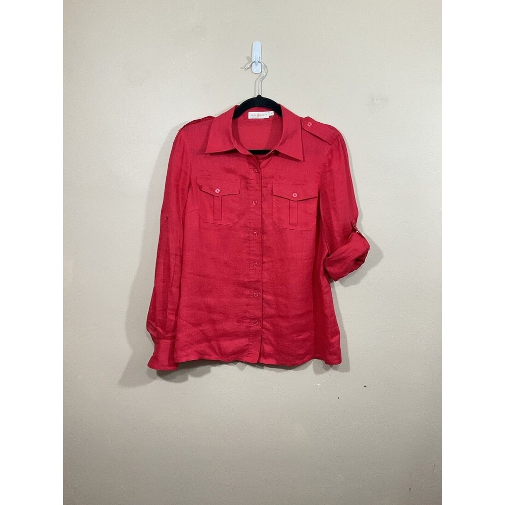 Red Button-Up Women's Top